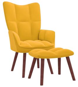 Relaxační křeslo se stoličkou hořčicově žluté samet