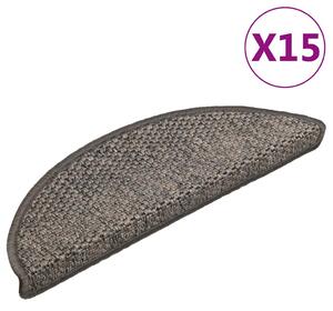Samolepicí nášlapy na schody sisal 15 ks 56x17x3 cm šedo-béžové 326860
