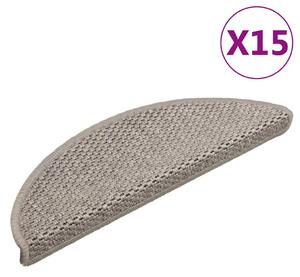 Samolepicí nášlapy na schody sisal 15 ks 56x17x3 cm stříbrné 326859