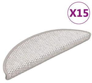 Samolepicí nášlapy na schody sisal 15 ks 56 x 17 x 3 cm platina 326858