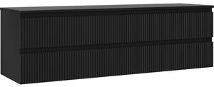 Mexen Rivel koupelnová skříňka pod umyvadlo 160 cm s deskou, 2 zásuvky, drážkovaná, černá mat - 91A20-16047-2-BFFC71