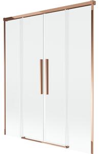 Mexen Rox dvoukřídlová posuvná vanová zástěna 160 x 150 cm, transparentní, růžové zlato - 8C9-160-002-60-00