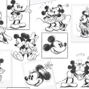 Dětská papírová tapeta 102712, Mickey And Minnie Sketch, Kids@Home 6, Graham & Brown