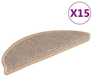 Samolepící nášlapy na schody vzhled sisal 15ks 56x17x3cm béžové 326868