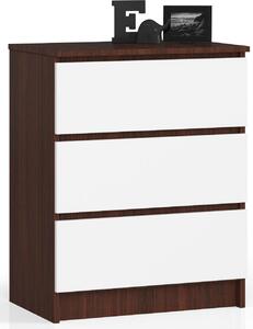 AKORD Furniture Factory OP0LK-6VENBIA3SZ, Bílá, Tmav hndá, 3 zásuvka/zásuvek, Matný, 16 mm, 51 cm, 400 mm