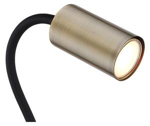 Globo 57911KM ROBBY - Stolní lampička se skřipcem v černé barvě a mosazným stínidlem s kabelem do zásuvky, 1 x GU10 (Černá skřipcová lampička na stůl s mosazným stínidlem)