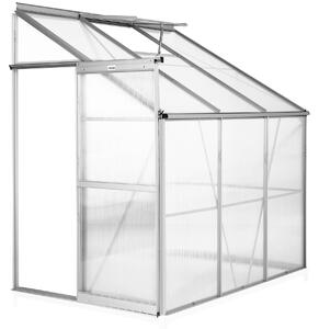 Tectake Skleník 192x128x202cm Polykarbonátová přístavba ke zdi bez základny - průhledná