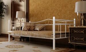Denní postel s matrací bílá kov 90 x 200 cm