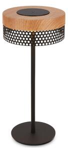 BRILONER Booha stolní lampa - 2,5W, 300lm, bezdrátová, IP44, LED, stmívatelná, teplá bílá, černá/dřevo 7576014