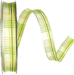 Stuha tkaná GREEN KARO kostkovaná 15mm x 20m A (7,- Kč/m)