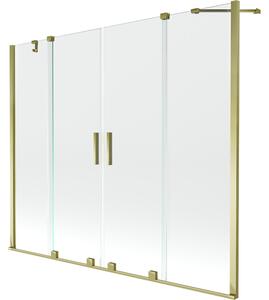 Mexen Velar Duo vanová zástěna 2křídlová posuvná 180 x 150 cm, transparentní, zlatá - 896-180-000-02-50