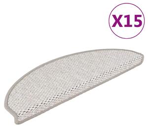 Samolepicí nášlapy na schody sisal 15 ks 65 x 21 x 4 cm platina 326870