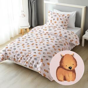 Biante Dětské bavlněné ložní povlečení Sandra SA-533 Australská zvířátka na růžovém Prodloužené 140x220 a 70x90 cm