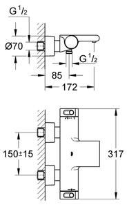 GROHE 34174001 - Termostatická vanová baterie GROHTHERM 2000 172 mm lesklý chrom