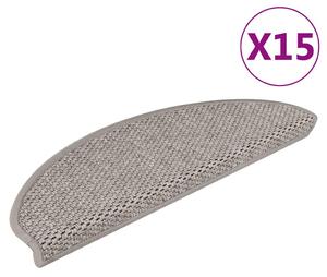 Samolepicí nášlapy na schody sisal 15 ks 65x21x4 cm stříbrné 326871