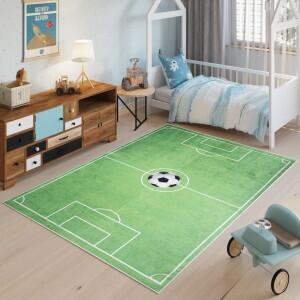Makro Abra Dětský kusový koberec vhodný k praní BAMBINO 9731 Fotbalové hřiště protiskluzový zelený Rozměr: 120x170 cm
