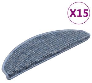 Samolepící nášlapy na schody vzhled sisal 15 ks 65x21x4cm modré 326874