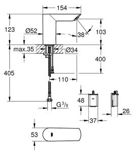 GROHE 36452000 - Infra elektronická umyvadlová baterie BAU COSMOPOLITAN E chrom
