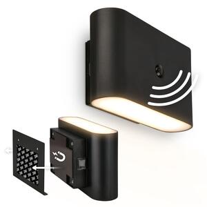 BRILONER Chat nástěnné svítidlo - 3W, 270lm, bezdrátová, LED, s pohybovým čidlem, černá 3878015