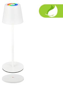 BRILONER Cilano RGBW stolní bezdrátová lampa IP44, stmívatelná, vč. nabíjecí základny, bílá 7517016