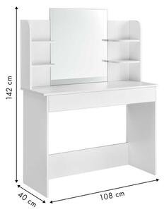 Bílý toaletní stolek s velkým zrcadlem