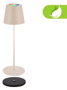 BRILONER Cilano RGBW stolní lampa na baterie IP44, stmívatelná, vč. nabíjecí základny, béžová 7517011
