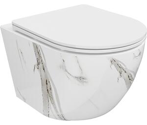Mexen Lena mísa WC Rimless s pomalu klesající deskou slim, duroplast, bílý kámen - 30224094