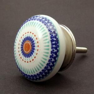 Keramická úchytka-Mandala barevná-POTISK Barva kovu: stříbrná