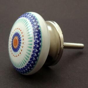 Keramická úchytka-Mandala barevná-POTISK Barva kovu: stříbrná