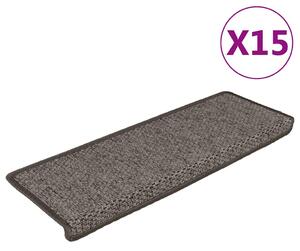 Samolepící nášlapy na schody sisal 15ks 65x21x4cm šedé a béžové 326884