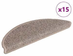 Schodové rohože 15 ks 56 x 17 x 3 cm tmavě béžové, půlkulaté 326896