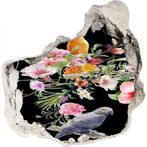 Díra 3D fototapeta nálepka Květiny a ptáci nd-p-172830209
