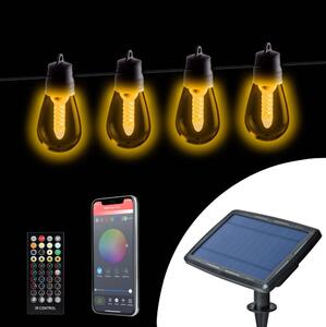 LED Stmívatelný solární řetěz 25xLED/1,5W/3,7/5V 2200 mAh 15 m IP65 černá + DO