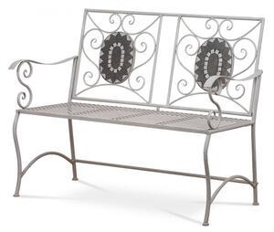 Zahradní lavice s mozaikou LUNGI — kovová konstrukce, šedý matný lak