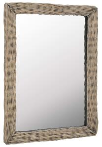 Zrcadlo s proutěným rámem 60 x 80 cm hnědé