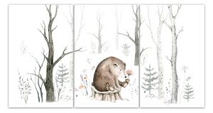 Malvis ® Obraz Malovaný medvídek Velikost (šířka x výška): třídílný obdélník - 90x60 cm