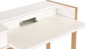 Bílý pracovní stůl Woodman Farringdon s dubovou podnoží 122x43 cm