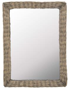 Zrcadlo s proutěným rámem 60 x 80 cm hnědé
