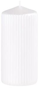 Emocio vánoční rýhovaná válcová svíčka Perla bílá 6,5x14 cm