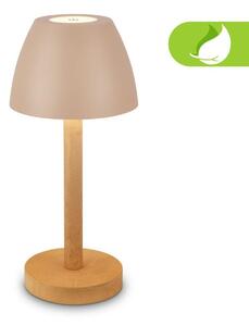 BRILONER Serina Wood stolní lampa - 2,5W, 200lm, bezdrátová, LED, dotykový vypínač, IP44, stmívatelná, béžová/dřevo 7661011