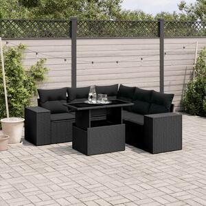 6dílná zahradní sedací souprava s poduškami černá polyratan 3269155