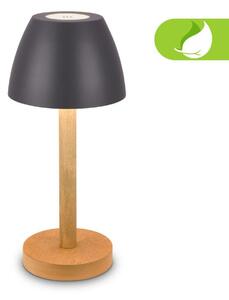BRILONER Serina Wood stolní lampa - 2,5W, 200lm, bezdrátová, LED, dotykový vypínač, IP44, stmívatelná, antracit/dřevo 7661015