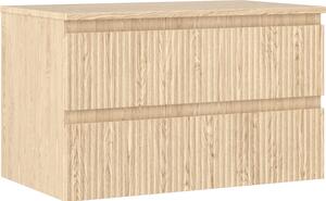 Mexen Rivel koupelnová skříňka pod umyvadlo 80 cm s deskou, 2 zásuvky, rýhovaná, dub - 91A20-08047-2-BFFC81