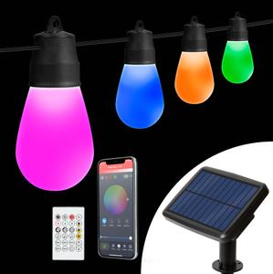 LED RGBIC Ssolární řetěz 15xLED/1,3W/3,7V 2200 mAh 8 m IP65 černá + DO