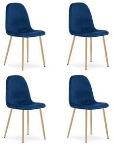 Židle – Leobert – Padva – tmavě modrý samet/dubové nohy – 44,5 × 53 × 87 cm – sada 4 ks