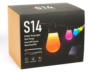 LED RGBIC Ssolární řetěz 15xLED/1,3W/3,7V 2200 mAh 8 m IP65 černá + DO