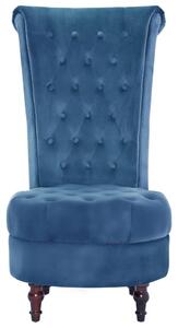 Židle s vysokým opěradlem modrá samet