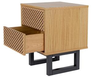 Vzorovaný dubový noční stolek Woodman Camden s březovou podnoží 40 x 40 cm
