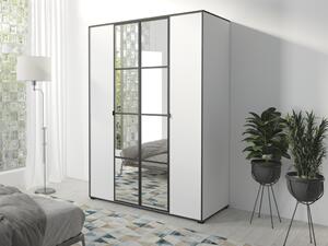 JUREK SKŘÍNĚ Šatní skříň - OSLO I 150, zrcadlo, matná bílá/matná černá