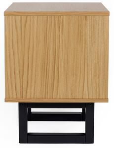 Dubový rýhovaný noční stolek Woodman Camden s březovou podnoží 40 x 40 cm
